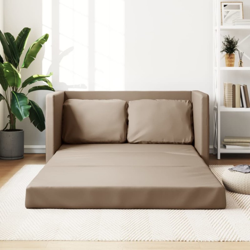 vidaXL Bodensofa mit Schlaffunktion Cappuccino-Braun Kunstleder vidaXL Bodensofa mit Schlaffunktion Cappuccino-Braun Kunstleder