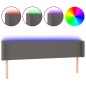 vidaXL LED Kopfteil Grau 203x16x78/88 cm Kunstleder