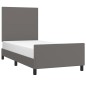 vidaXL Bettgestell mit Kopfteil Grau 100x200 cm Kunstleder vidaXL Bettgestell mit Kopfteil Grau 100x200 cm Kunstleder