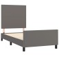 vidaXL Bettgestell mit Kopfteil Grau 100x200 cm Kunstleder vidaXL Bettgestell mit Kopfteil Grau 100x200 cm Kunstleder