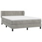 vidaXL Boxspringbett mit Matratze Hellgrau 140x200 cm Samt vidaXL Boxspringbett mit Matratze Hellgrau 140x200 cm Samt