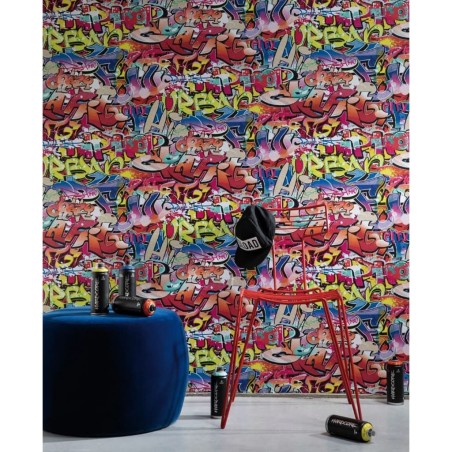 Noordwand Tapete Good Vibes Graffiti Rosa und Orange