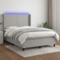 vidaXL Boxspringbett mit Matratze & LED Hellgrau 140x200 cm Stoff vidaXL Boxspringbett mit Matratze & LED Hellgrau 140x200 cm Stoff
