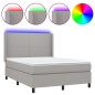 vidaXL Boxspringbett mit Matratze & LED Hellgrau 140x200 cm Stoff vidaXL Boxspringbett mit Matratze & LED Hellgrau 140x200 cm Stoff