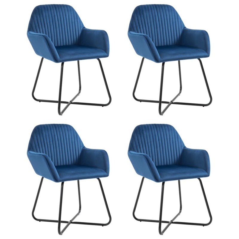 vidaXL Esszimmerstühle 4 Stk. Blau Samt vidaXL Esszimmerstühle 4 Stk. Blau Samt