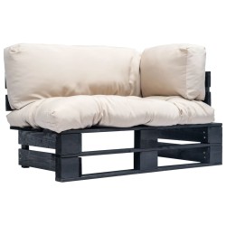 vidaXL Outdoor-Sofa Paletten mit Kissen in Sandfarben Kiefernholz