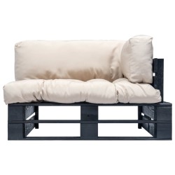 vidaXL Outdoor-Sofa Paletten mit Kissen in Sandfarben Kiefernholz