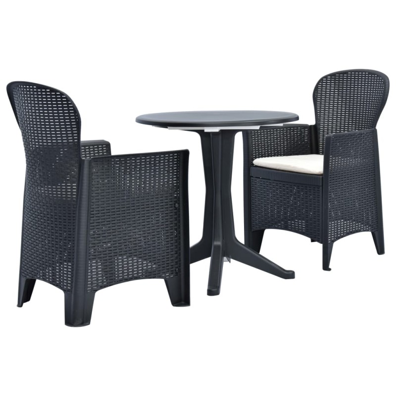 vidaXL 3-tlg. Bistro-Set Kunststoff Rattan Anthrazit vidaXL 3-tlg. Bistro-Set Kunststoff Rattan Anthrazit