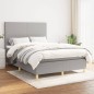 vidaXL Boxspringbett mit Matratze Hellgrau 140x190 cm Stoff vidaXL Boxspringbett mit Matratze Hellgrau 140x190 cm Stoff