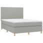 vidaXL Boxspringbett mit Matratze Hellgrau 140x190 cm Stoff vidaXL Boxspringbett mit Matratze Hellgrau 140x190 cm Stoff