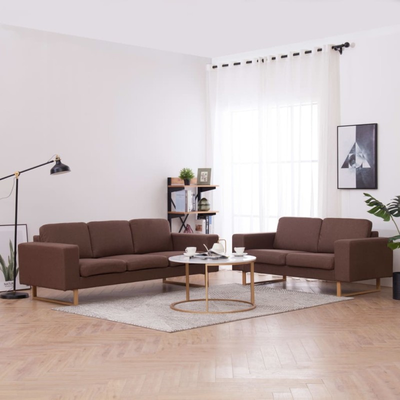 vidaXL 2-tlg. Sofagarnitur Stoff Braun vidaXL 2-tlg. Sofagarnitur Stoff Braun