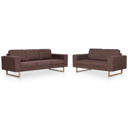 vidaXL 2-tlg. Sofagarnitur Stoff Braun