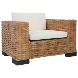 vidaXL 3-tlg. Sofagarnitur mit Auflagen Natur Rattan 
