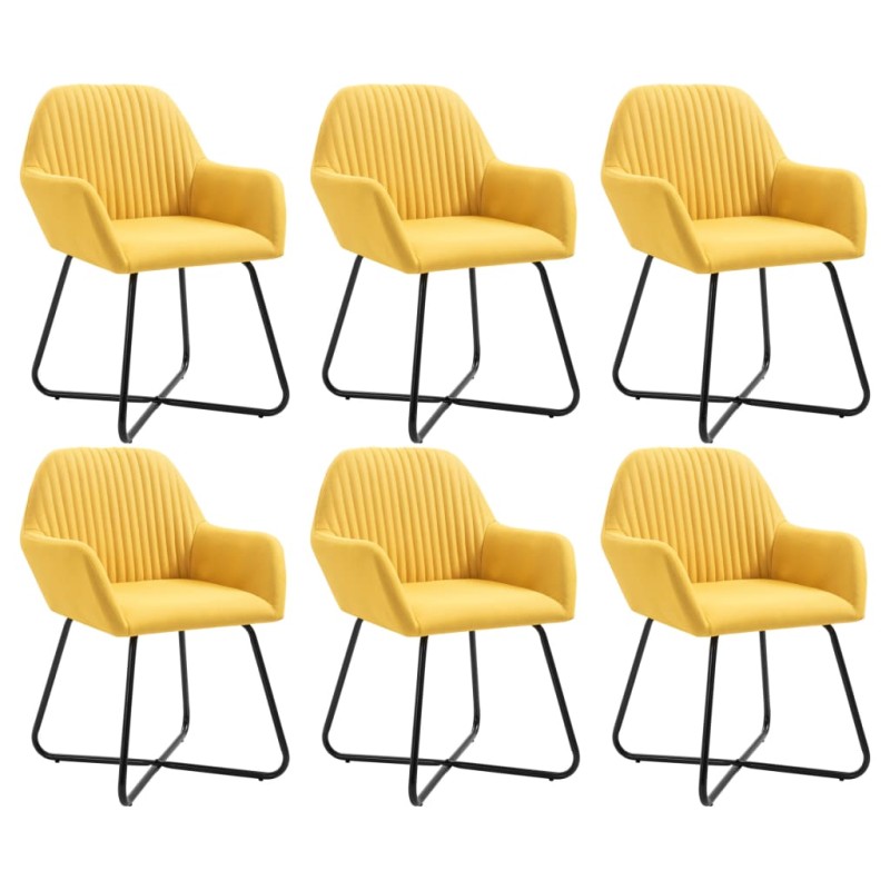 vidaXL Esszimmerstühle 6 Stk. Gelb Stoff vidaXL Esszimmerstühle 6 Stk. Gelb Stoff