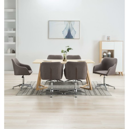 vidaXL Esszimmerstühle Drehbar 6 Stk. Taupe Stoff