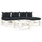 vidaXL 5-tlg. Garten-Lounge-Set Paletten mit Kissen in Anthrazit Holz vidaXL 5-tlg. Garten-Lounge-Set Paletten mit Kissen in Anthrazit Holz