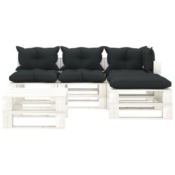 vidaXL 5-tlg. Garten-Lounge-Set Paletten mit Kissen in Anthrazit Holz