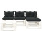 vidaXL 5-tlg. Garten-Lounge-Set Paletten mit Kissen in Anthrazit Holz vidaXL 5-tlg. Garten-Lounge-Set Paletten mit Kissen in Anthrazit Holz