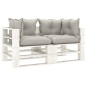vidaXL Garten-Palettensofa 2-Sitzer mit Kissen in Taupe Holz vidaXL Garten-Palettensofa 2-Sitzer mit Kissen in Taupe Holz