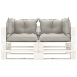 vidaXL Garten-Palettensofa 2-Sitzer mit Kissen in Taupe Holz