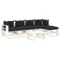 vidaXL 6-tlg. Garten-Lounge-Set Paletten mit Kissen in Anthrazit Holz vidaXL 6-tlg. Garten-Lounge-Set Paletten mit Kissen in Anthrazit Holz