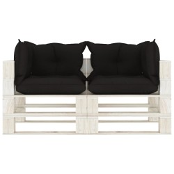 vidaXL Garten-Palettensofa 2-Sitzer mit schwarzen Kissen Holz