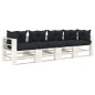 vidaXL Garten-Palettensofa 4-Sitzer mit Kissen in Anthrazit Holz vidaXL Garten-Palettensofa 4-Sitzer mit Kissen in Anthrazit Holz