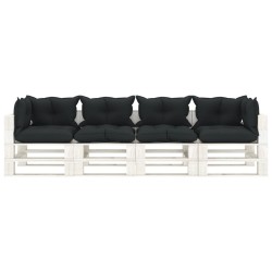 vidaXL Garten-Palettensofa 4-Sitzer mit Kissen in Anthrazit Holz