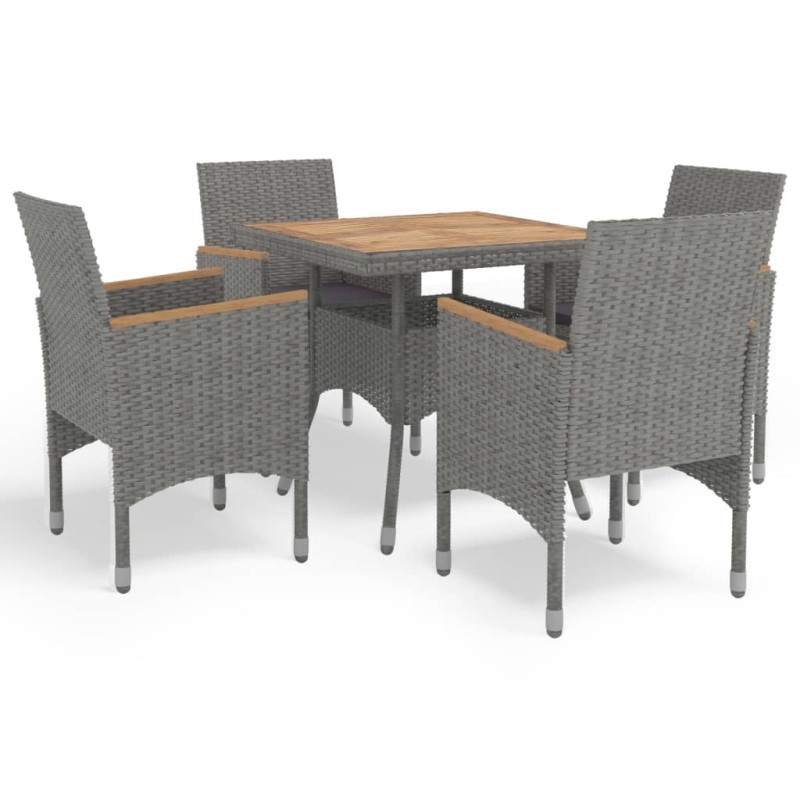 vidaXL 5-tlg. Garten-Essgruppe Grau Poly Rattan und Akazienholz vidaXL 5-tlg. Garten-Essgruppe Grau Poly Rattan und Akazienholz
