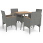 vidaXL 5-tlg. Garten-Essgruppe Grau Poly Rattan und Akazienholz vidaXL 5-tlg. Garten-Essgruppe Grau Poly Rattan und Akazienholz