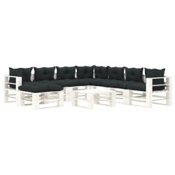 vidaXL 9-tlg. Garten-Lounge-Set Paletten mit Kissen in Anthrazit Holz