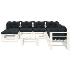 vidaXL 9-tlg. Garten-Lounge-Set Paletten mit Kissen in Anthrazit Holz