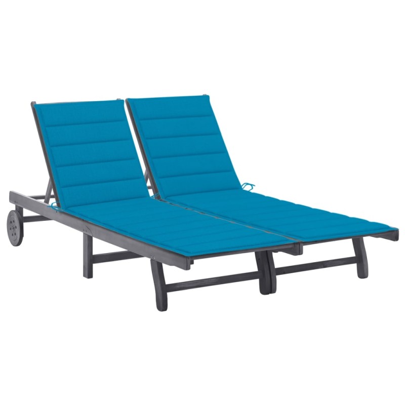 vidaXL 2-Personen-Sonnenliege mit Auflage Grau Akazie Massivholz vidaXL 2-Personen-Sonnenliege mit Auflage Grau Akazie Massivholz
