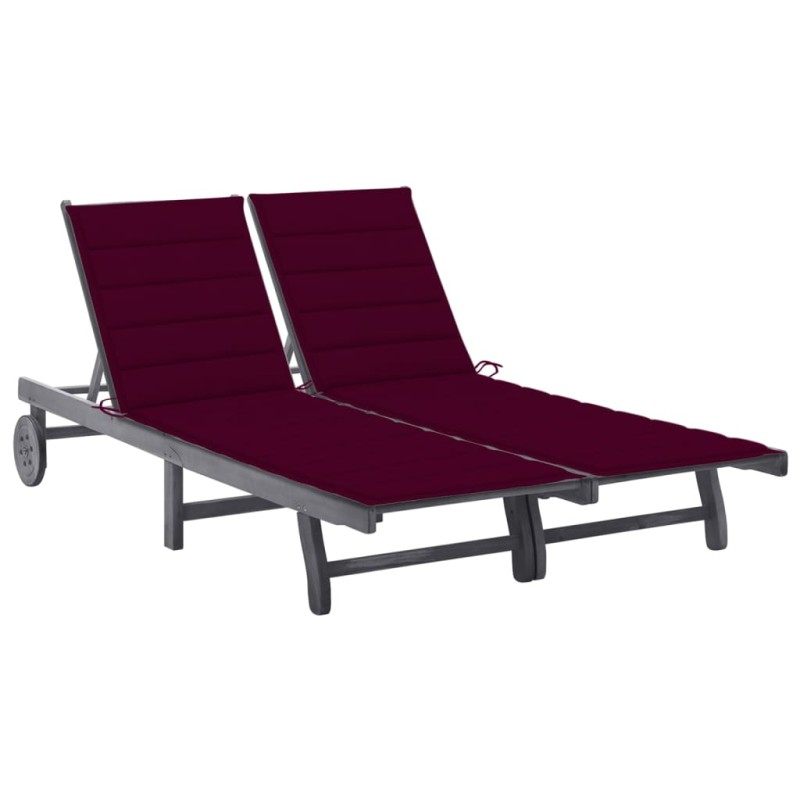 vidaXL 2-Personen-Sonnenliege mit Auflage Grau Akazie Massivholz vidaXL 2-Personen-Sonnenliege mit Auflage Grau Akazie Massivholz