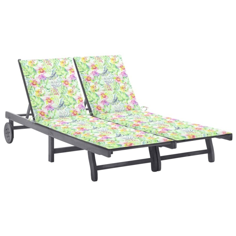 vidaXL 2-Personen-Sonnenliege mit Auflage Grau Akazie Massivholz vidaXL 2-Personen-Sonnenliege mit Auflage Grau Akazie Massivholz