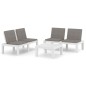 vidaXL 3-tlg. Garten-Lounge-Set mit Kissen Kunststoff Weiß vidaXL 3-tlg. Garten-Lounge-Set mit Kissen Kunststoff Weiß