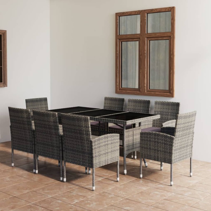 vidaXL 9-tlg. Garten-Essgruppe Poly Rattan Anthrazit und Grau vidaXL 9-tlg. Garten-Essgruppe Poly Rattan Anthrazit und Grau