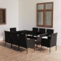 vidaXL 9-tlg. Garten-Essgruppe Poly Rattan Schwarz vidaXL 9-tlg. Garten-Essgruppe Poly Rattan Schwarz