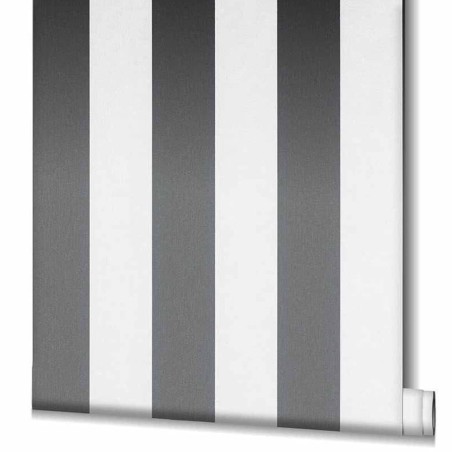 Topchic Tapete Stripes Dunkelgrau und Weiß