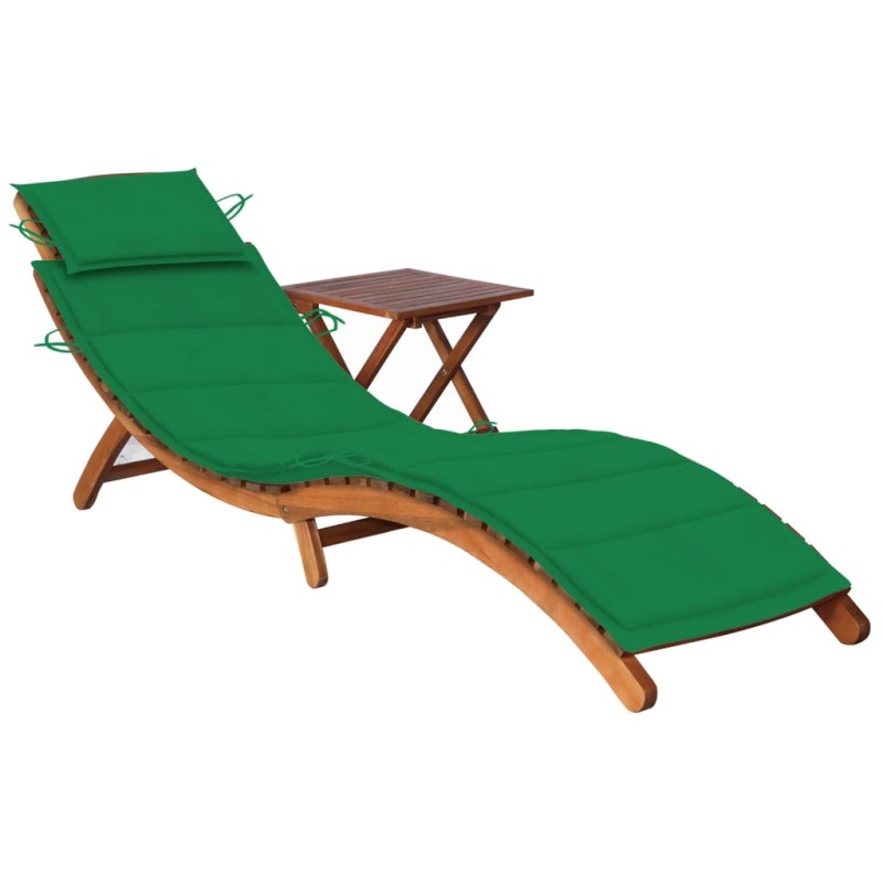 vidaXL Sonnenliege mit Tisch und Auflage Massivholz Akazie vidaXL Sonnenliege mit Tisch und Auflage Massivholz Akazie