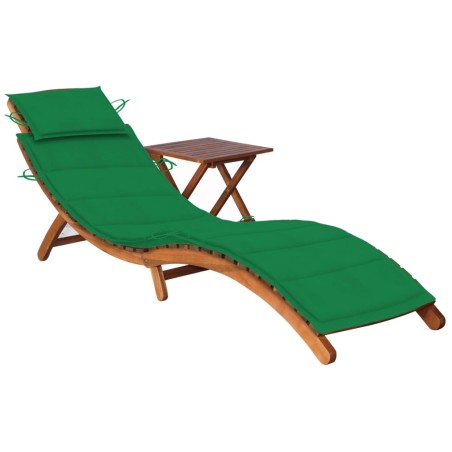 vidaXL Sonnenliege mit Tisch und Auflage Massivholz Akazie 