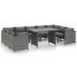 vidaXL 10-tlg. Garten-Lounge-Set mit Kissen Poly Rattan Grau vidaXL 10-tlg. Garten-Lounge-Set mit Kissen Poly Rattan Grau