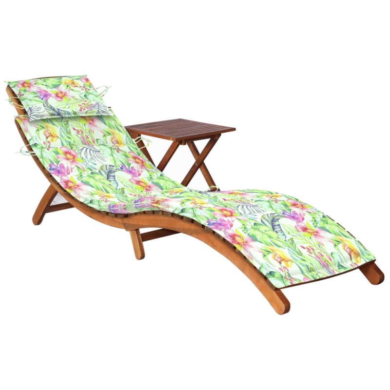vidaXL Sonnenliege mit Tisch und Auflage Massivholz Akazie vidaXL Sonnenliege mit Tisch und Auflage Massivholz Akazie