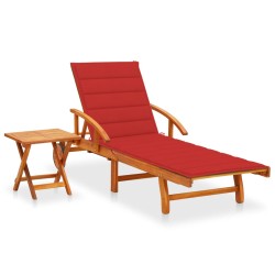 vidaXL Sonnenliege mit Tisch und Auflage Akazie Massivholz 