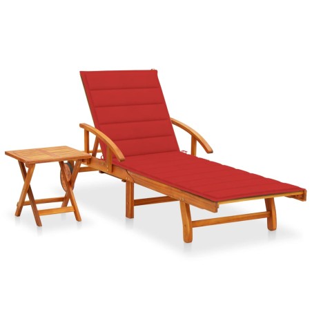 vidaXL Sonnenliege mit Tisch und Auflage Akazie Massivholz 