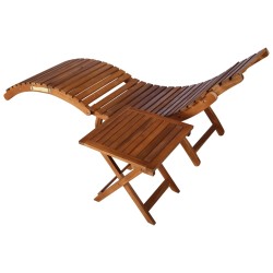 vidaXL Sonnenliege mit Tisch und Auflage Massivholz Akazie 