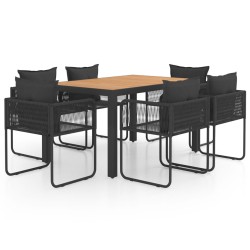 vidaXL 7-tlg. Garten-Essgruppe PVC Rattan Schwarz und Braun