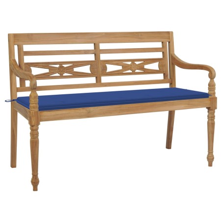 vidaXL Batavia-Gartenbank mit Königsblauer Auflage 150 cm Teak Massiv