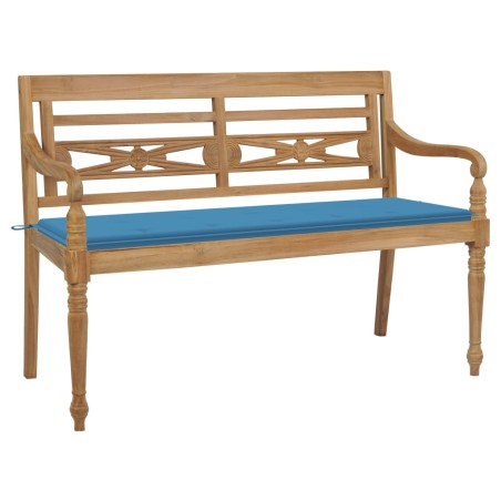 vidaXL Batavia-Gartenbank mit Blauer Auflage 150 cm Massivholz Teak 