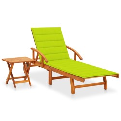 vidaXL Sonnenliege mit Tisch und Auflage Akazie Massivholz 